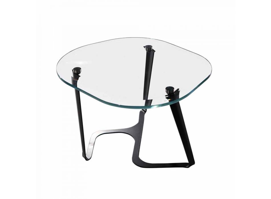 Mesa de centro hecha a mano en vidrio y acero Made in Italy - Marbello Viadurini