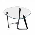 Mesa de centro hecha a mano en vidrio y acero Made in Italy - Marbello