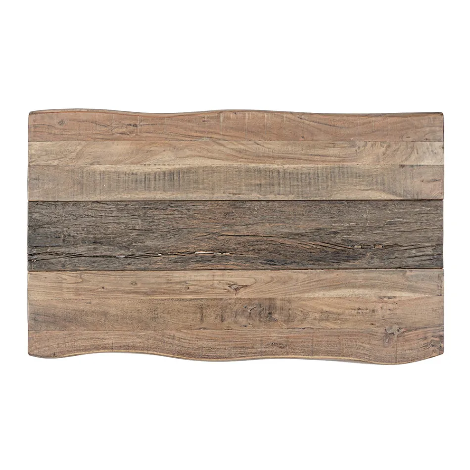 Mesa de centro Homemotion de acero y tapa de madera de acacia - Zalma Viadurini