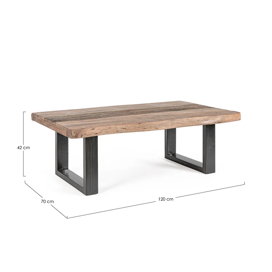 Mesa de centro Homemotion de acero y tapa de madera de acacia - Zalma Viadurini