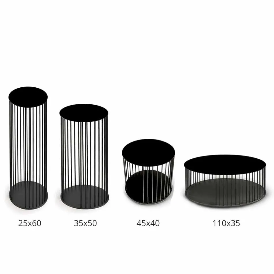 Mesa de centro de cristal forjado y metal Made in Italy - Montebianco Viadurini