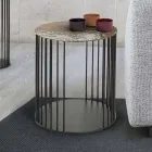 Mesa de centro de cristal forjado y metal Made in Italy - Montebianco Viadurini