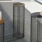 Mesa de centro de cristal forjado y metal Made in Italy - Montebianco Viadurini