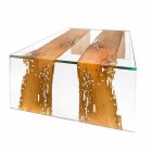 Mesa de café veneciano Briccola madera y vidrio de café 120 cm Viadurini