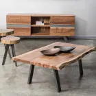 Mesa de centro hecha a mano en madera y acero Homemotion - Tancredi Viadurini