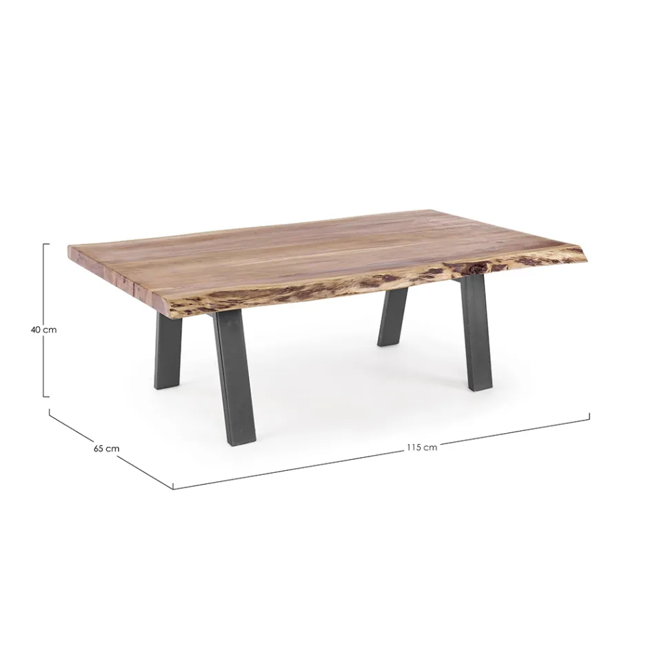 Mesa de centro hecha a mano en madera y acero Homemotion - Tancredi Viadurini