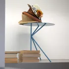 Mesa de centro redonda de metal, diseño en varios colores y 2 tamaños - Olesya Viadurini