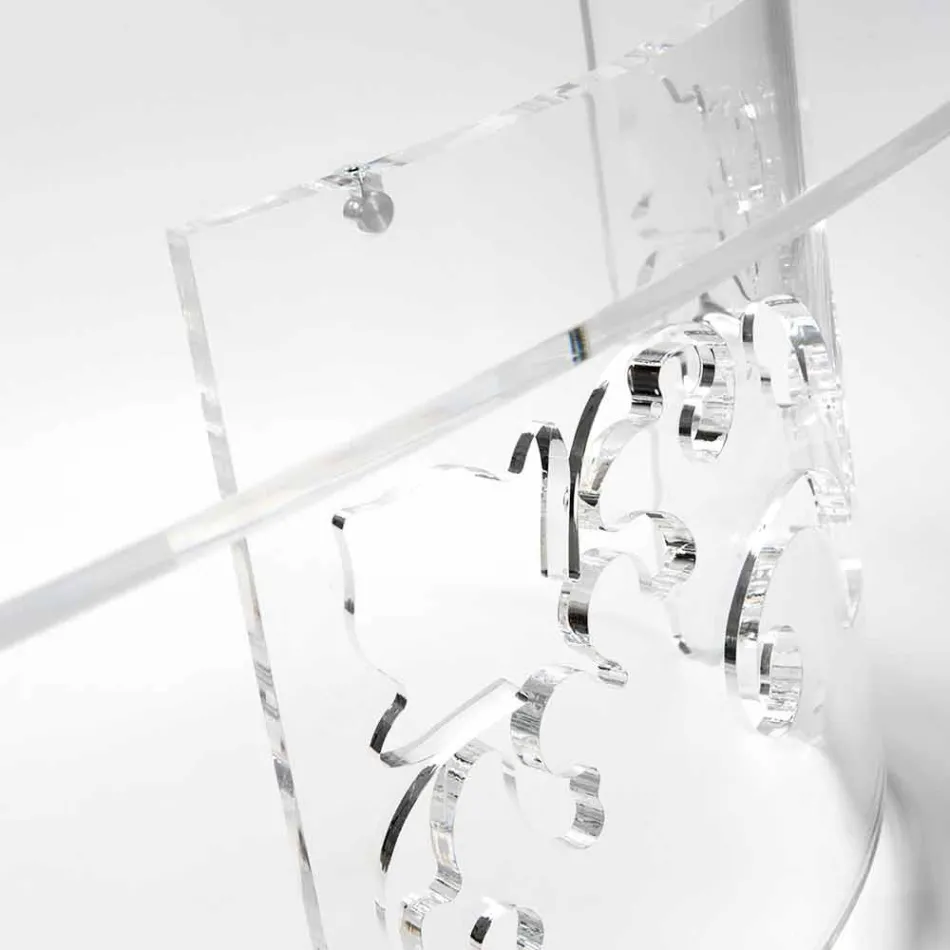 Mesa de centro de plexiglás transparente o ahumado con base decorada - Crassus Viadurini