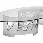 Mesa de centro de plexiglás transparente o ahumado con base decorada - Crassus Viadurini