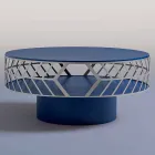 Mesa baja moderna de diseño azul o burdeos con anillo - Lok Viadurini