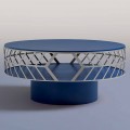 Mesa de centro baja moderna de diseño en azul o burdeos con aro - Lok