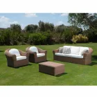 Mesa de centro de jardín en ratán sintético tejido - Yves Viadurini