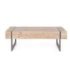Mesa de centro para salón en madera de abeto y acero - Ilenia Viadurini