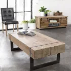 Mesa de centro para salón en madera de abeto y acero - Ilenia Viadurini