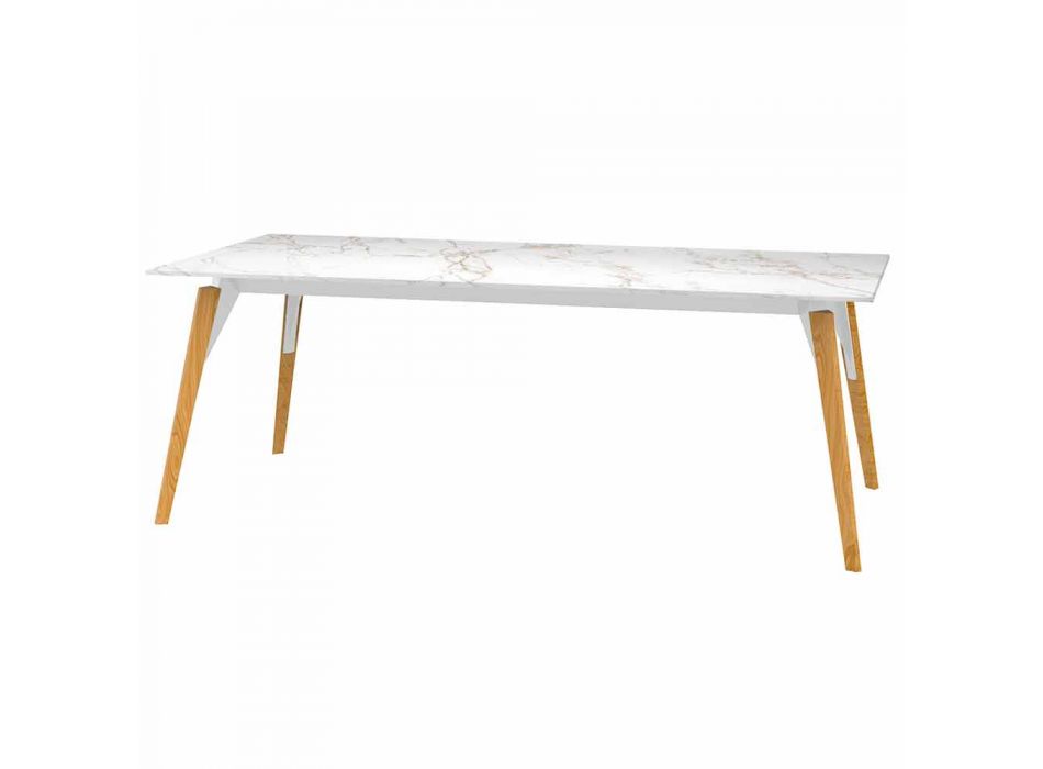 Mesa de centro con tablero de efecto mármol, 3 colores, 2 tamaños - Faz Wood by Vondom Viadurini