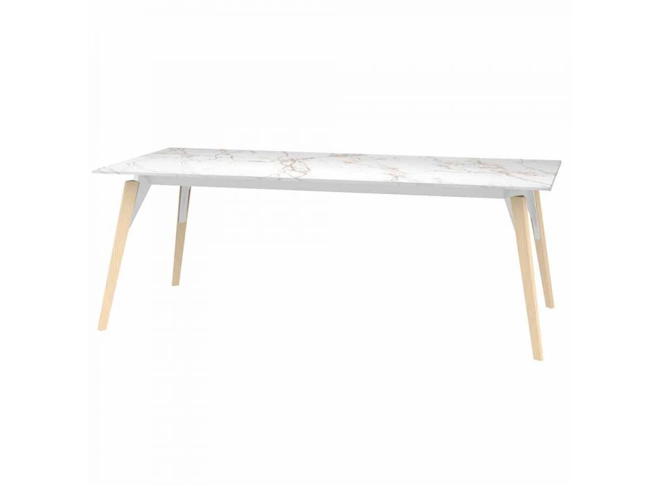 Mesa de centro con tablero de efecto mármol, 3 colores, 2 tamaños - Faz Wood by Vondom Viadurini