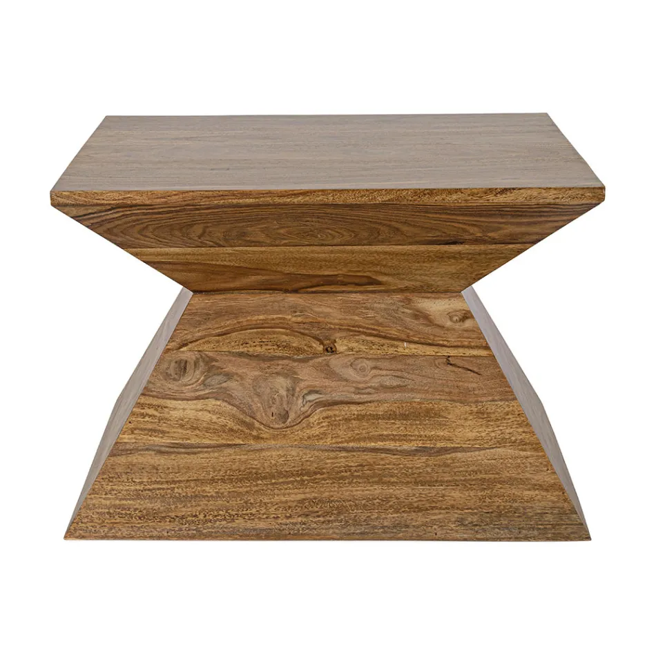 Mesa de centro piramidal de madera de sheesham de Homemotion - Torrice Viadurini
