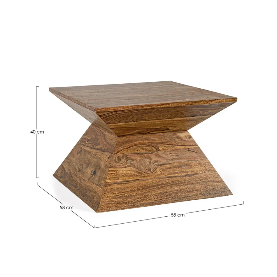Mesa de centro piramidal de madera de sheesham de Homemotion - Torrice Viadurini