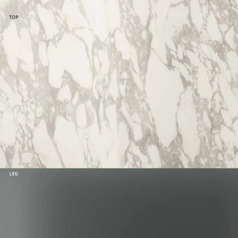 Mesa de centro redonda con tapa de cerámica y patas de vidrio ahumado - Aleatorio Viadurini