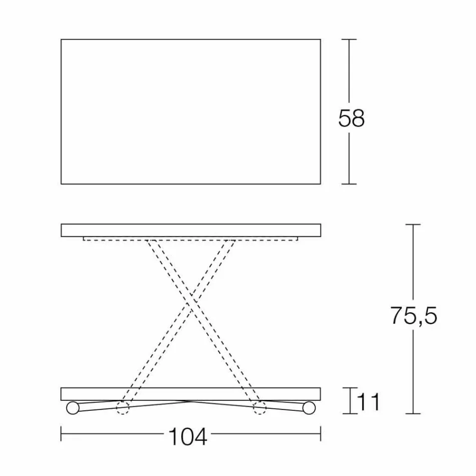 Mesa de centro convertible en mesa de cocina de diseño Made in Italy - Genio Viadurini