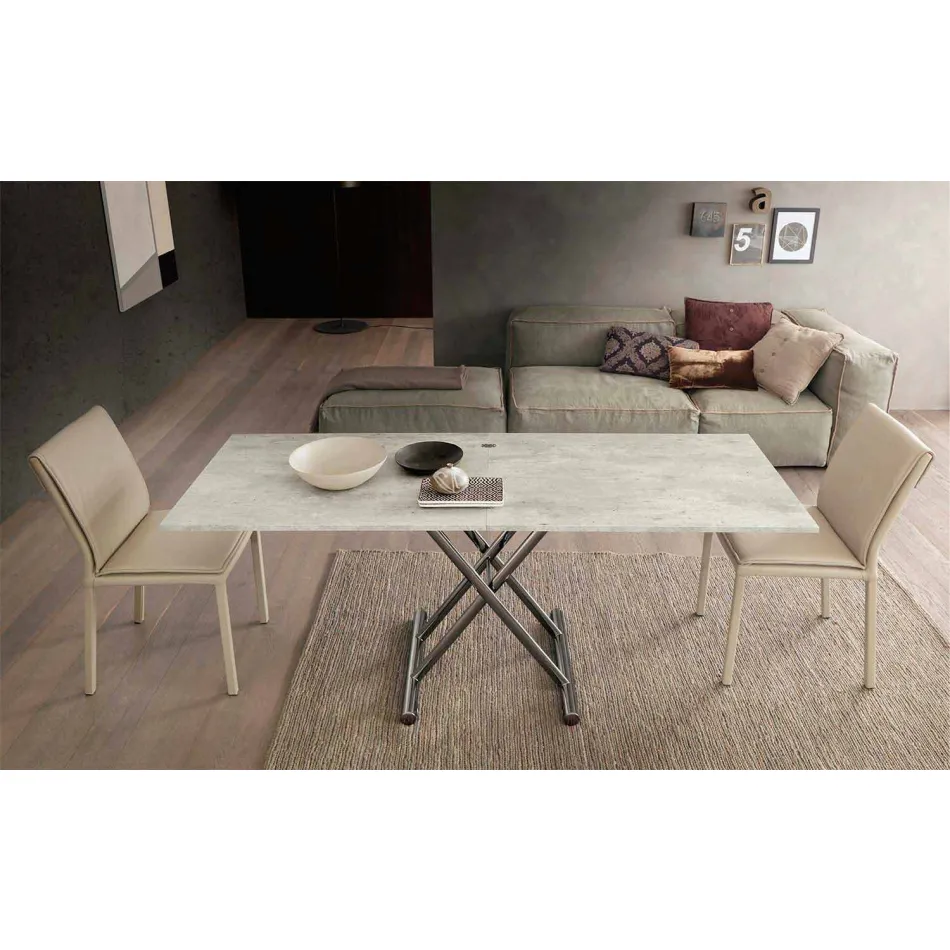 Mesa de centro moderna transformable en madera y metal Made in Italy - Gabri Viadurini