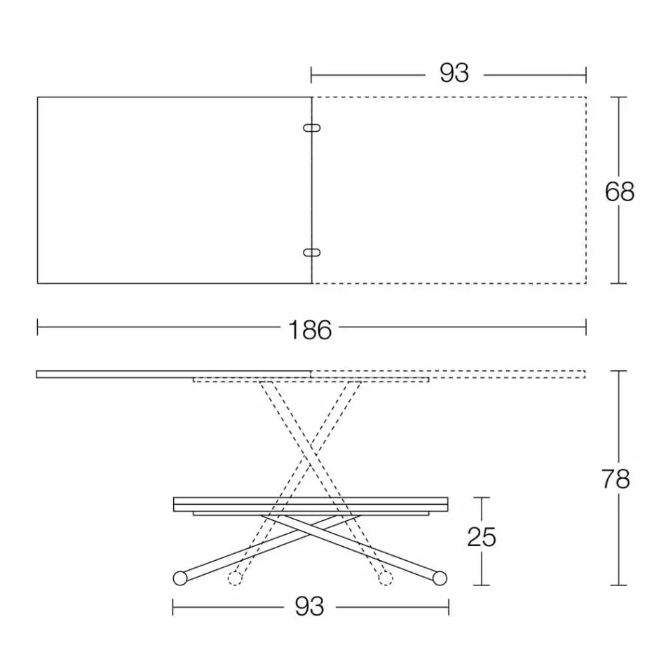 Mesa de centro moderna transformable en madera y metal Made in Italy - Gabri Viadurini