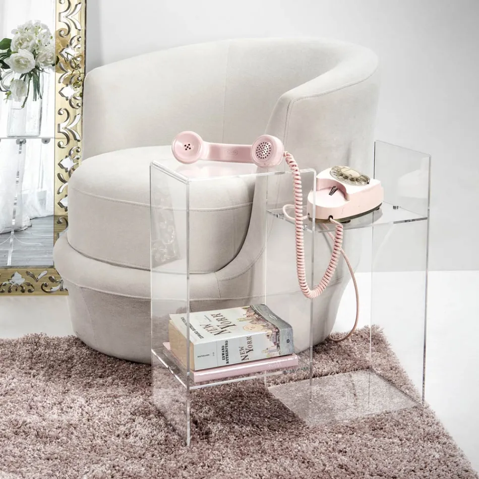 Mesa de sofá en plexiglás transparente o ahumado Made in Italy - Janne Viadurini