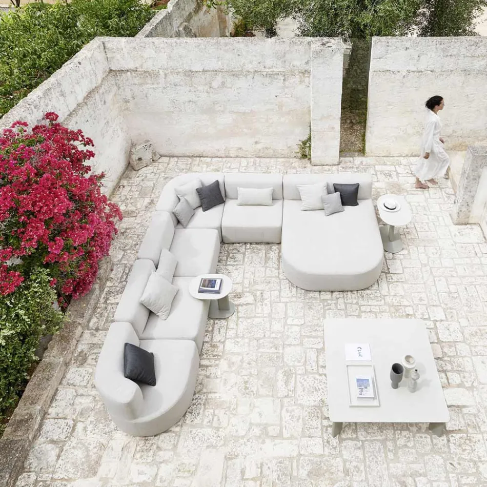 Mesa de centro exterior de aluminio y acero Made in Italy - Plinto by Varaschin Viadurini