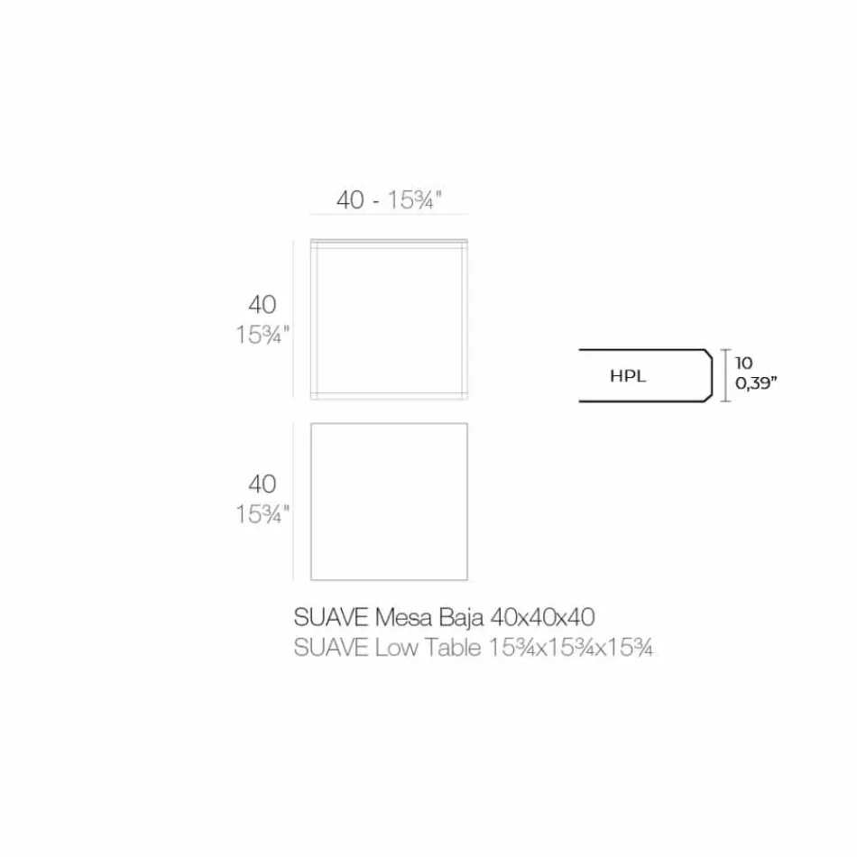 Mesa de centro para exterior en aluminio y laminado cuadrado negro - Suave by Vondom Viadurini