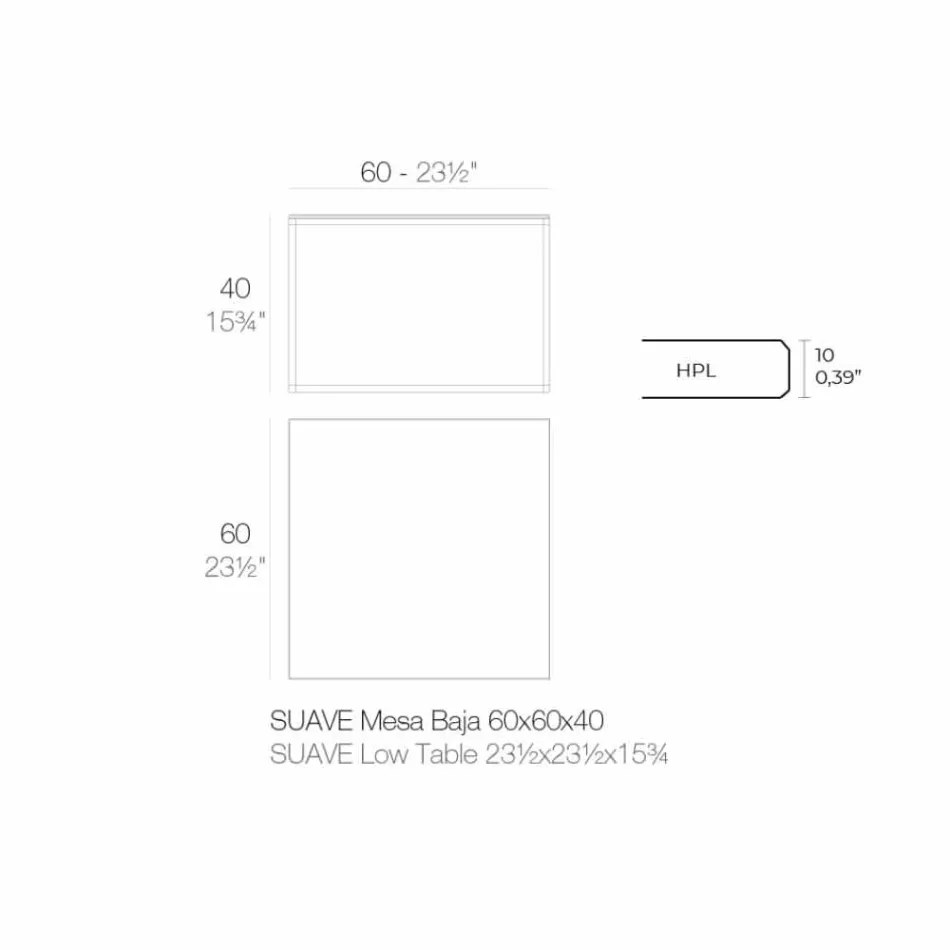 Mesa de centro para exterior en aluminio y laminado cuadrado negro - Suave by Vondom Viadurini