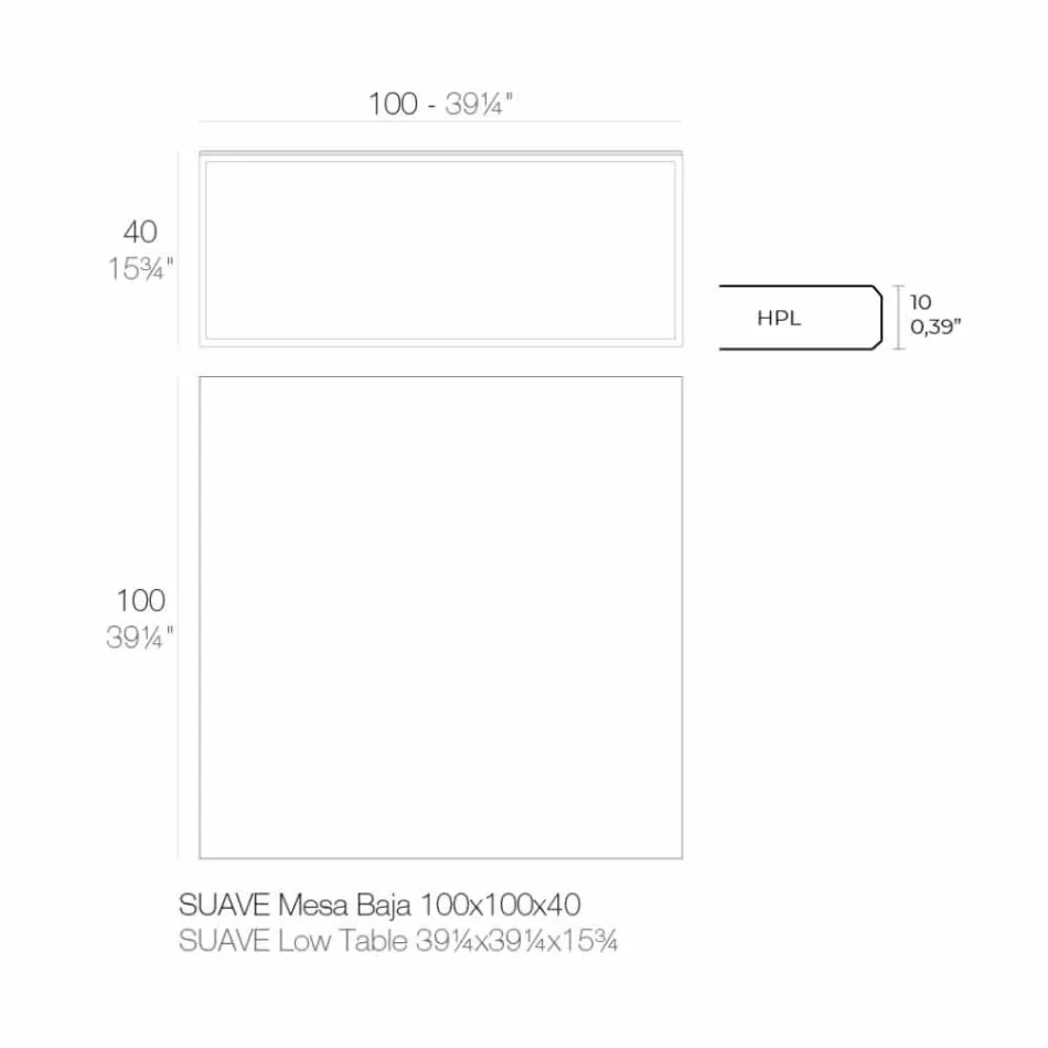 Mesa de centro para exterior en aluminio y laminado cuadrado negro - Suave by Vondom Viadurini