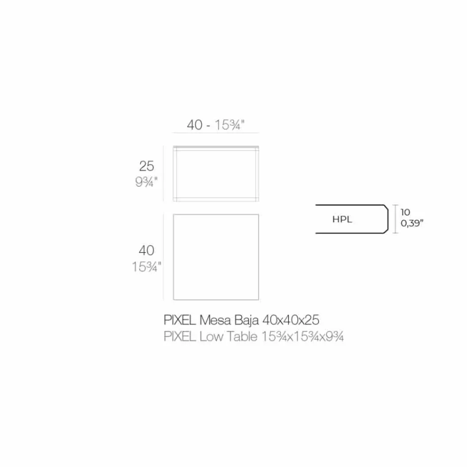 Mesa de centro para exterior en aluminio y laminado cuadrado negro - Suave by Vondom Viadurini