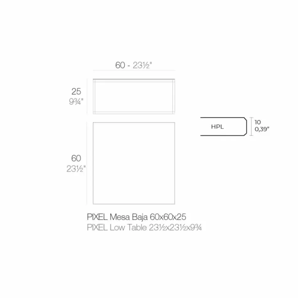 Mesa de centro para exterior en aluminio y laminado cuadrado negro - Suave by Vondom Viadurini
