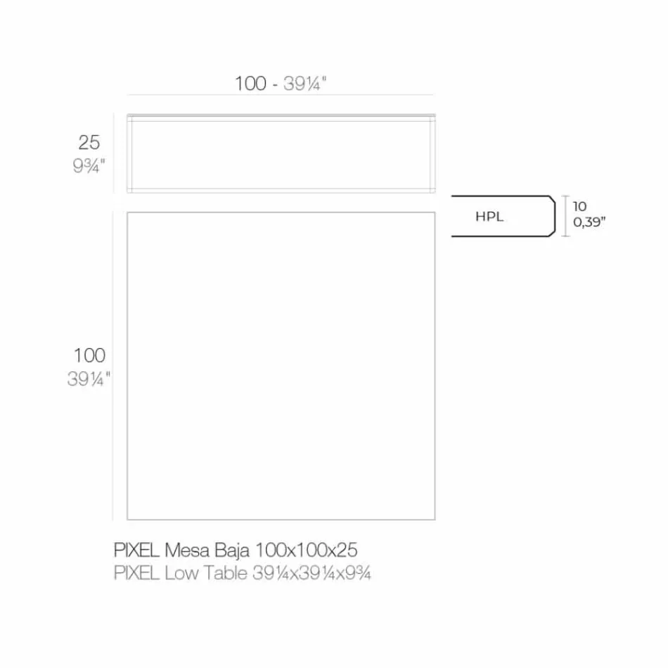Mesa de centro para exterior en aluminio y laminado cuadrado negro - Suave by Vondom Viadurini