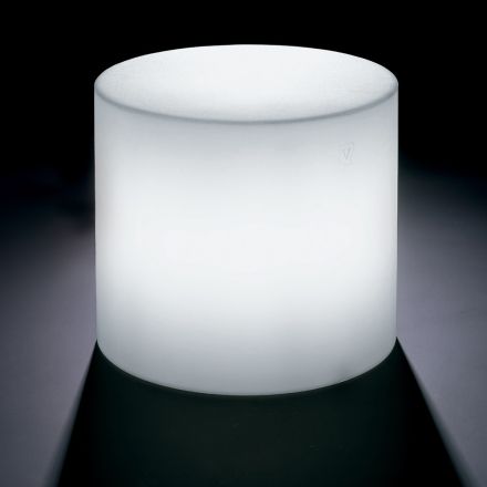 Derti - Mesa de exterior iluminada en polietileno perlado, fabricada en Italia. Viadurini