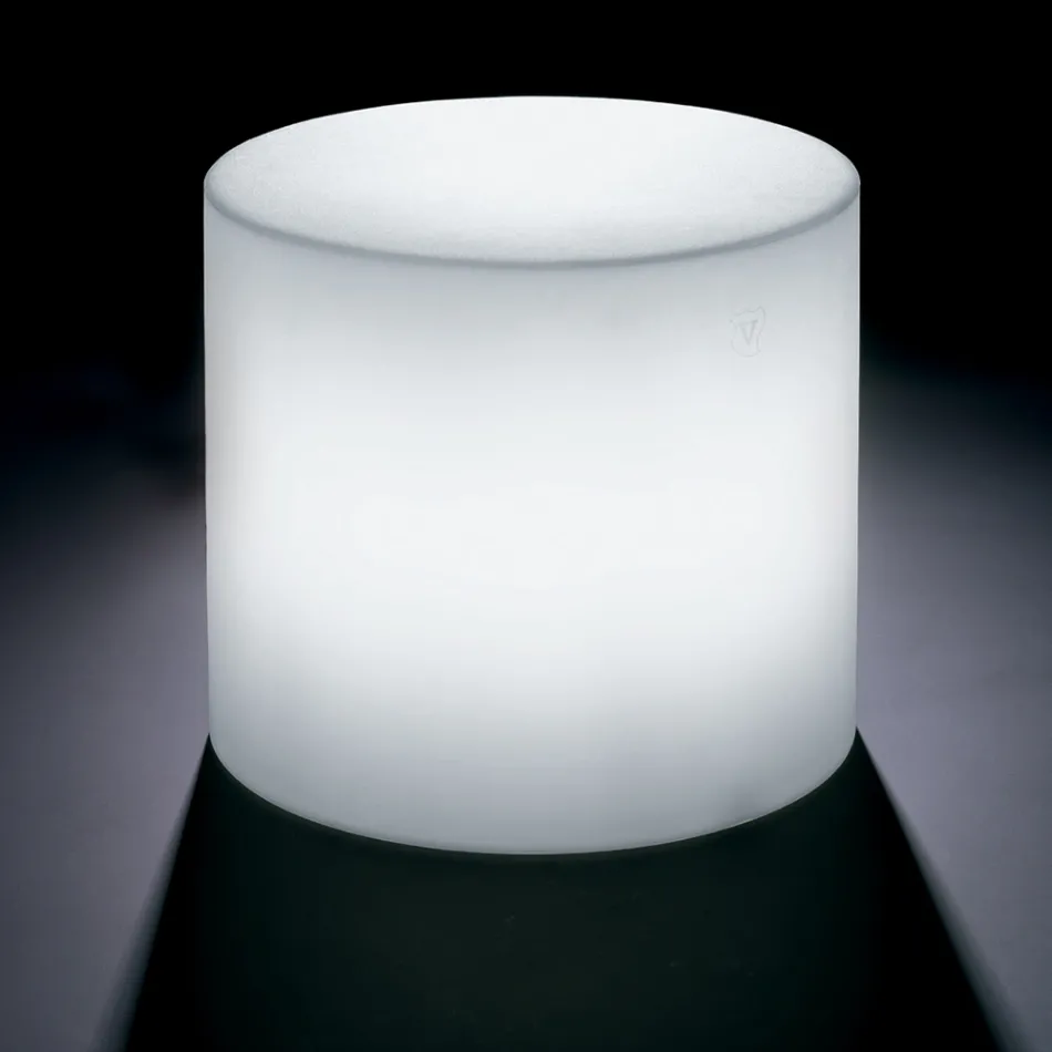 Derti - Mesa de exterior iluminada en polietileno perlado, fabricada en Italia. Viadurini