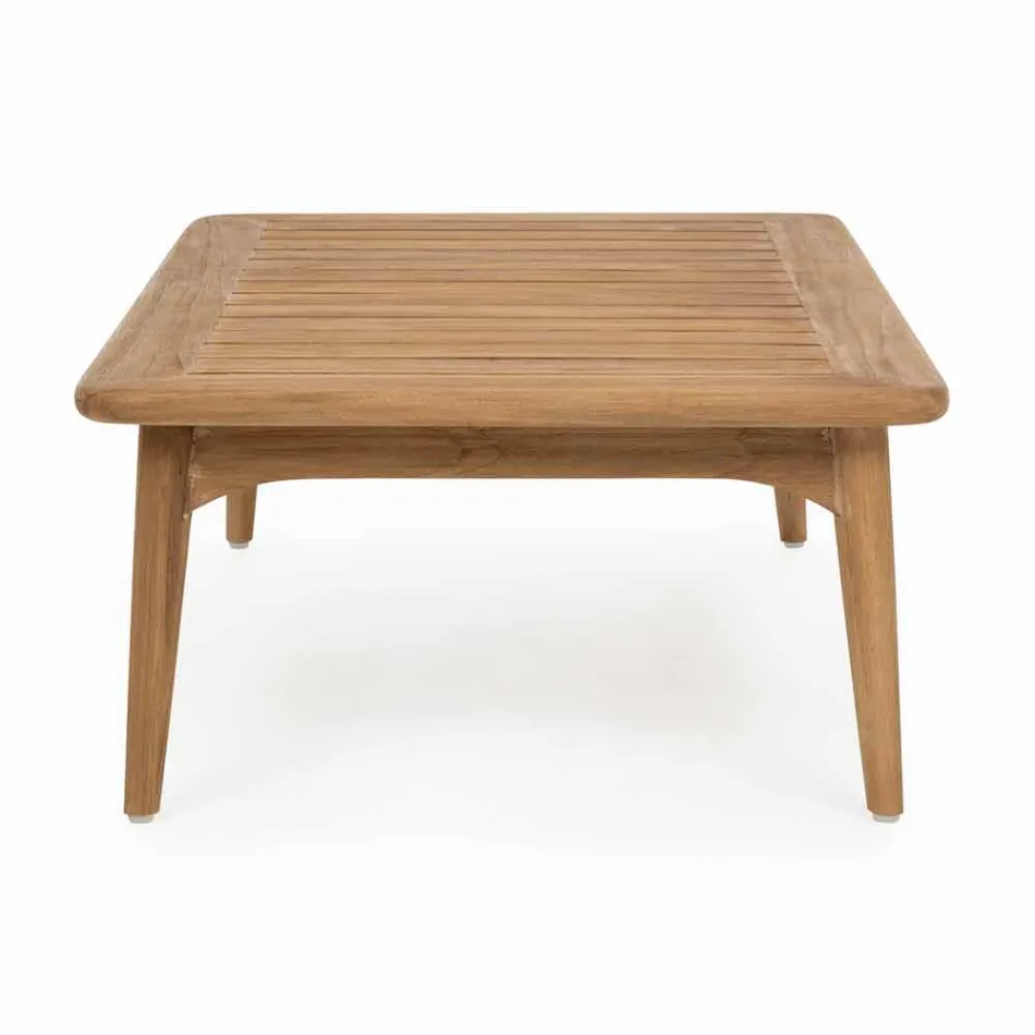 Mesa al aire libre moderna de madera de teca de Homemotion - Luanaedmea Viadurini