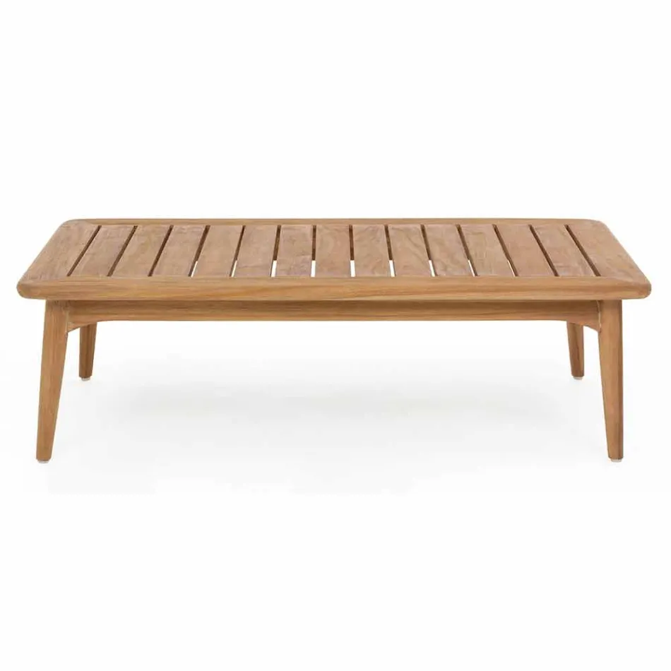 Mesa al aire libre moderna de madera de teca de Homemotion - Luanaedmea Viadurini