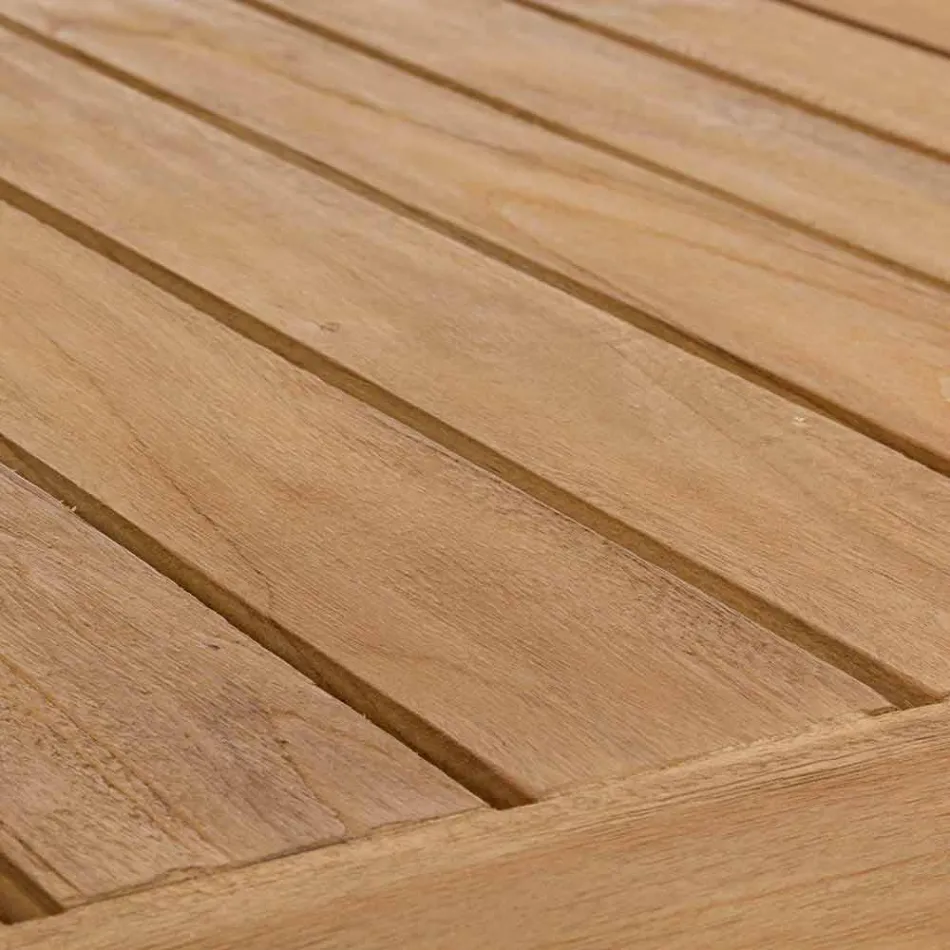 Mesa al aire libre moderna de madera de teca de Homemotion - Luanaedmea Viadurini