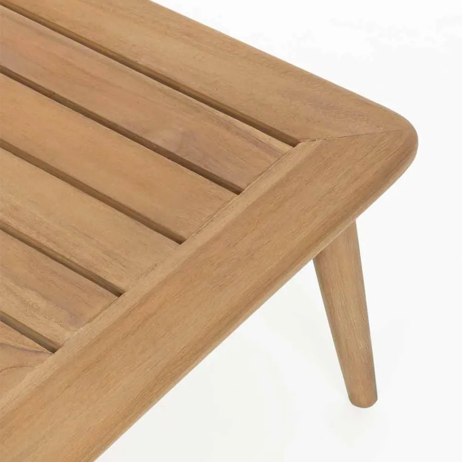 Mesa al aire libre moderna de madera de teca de Homemotion - Luanaedmea Viadurini