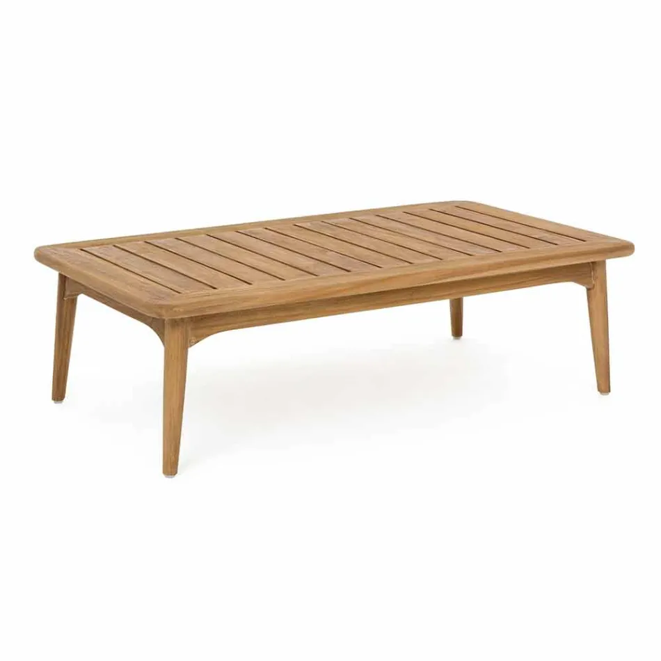 Mesa al aire libre moderna de madera de teca de Homemotion - Luanaedmea Viadurini