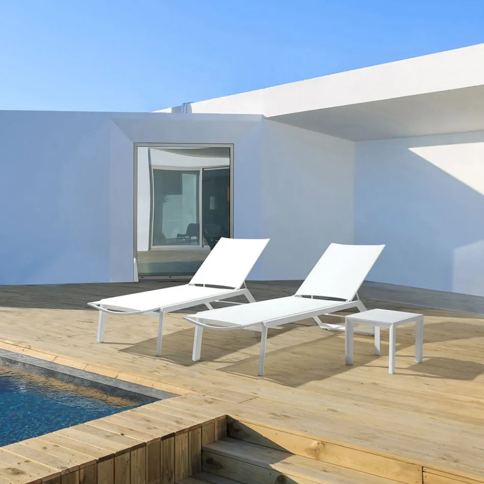 Mesa de centro cuadrada para exterior de aluminio pintado, Homemotion 2 piezas - Marius Viadurini