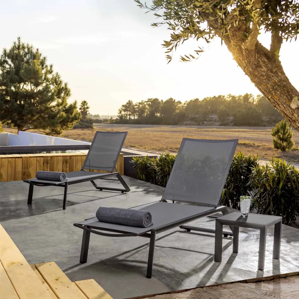 Mesa de centro cuadrada para exterior de aluminio pintado, Homemotion 2 piezas - Marius Viadurini