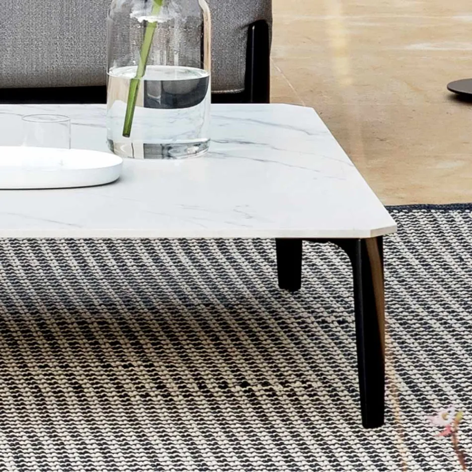 Mesa de centro de exterior cuadrada en aluminio y gres de alta calidad - Filomena Viadurini