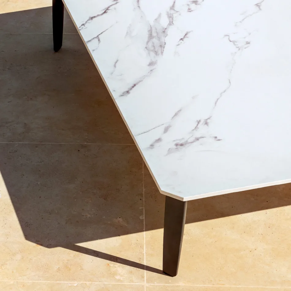 Mesa de centro de exterior cuadrada en aluminio y gres de alta calidad - Filomena Viadurini