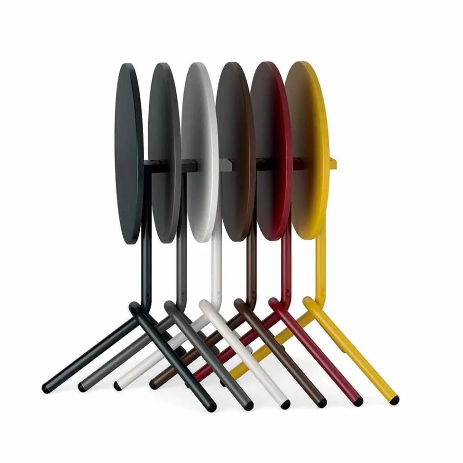 Mesa redonda de metal y chapa para exteriores Made in Italy - Alberic Viadurini