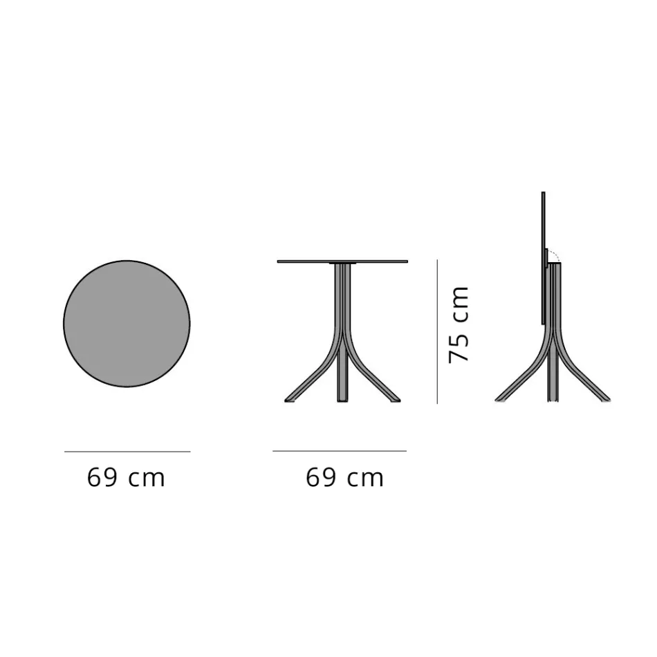 Mesa de centro de exterior redonda reclinable con 3 patas en aluminio 2 colores - Filomena Viadurini