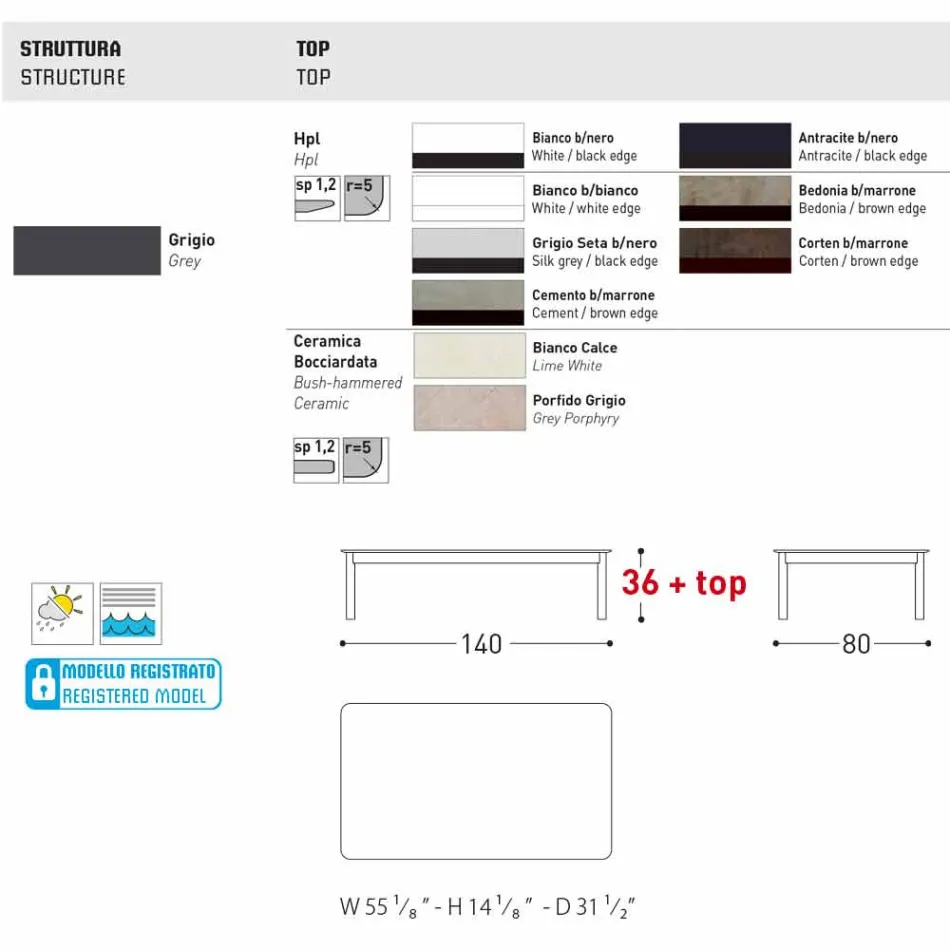 Mesa de diseño exterior Varaschin System en aluminio pintado. Viadurini