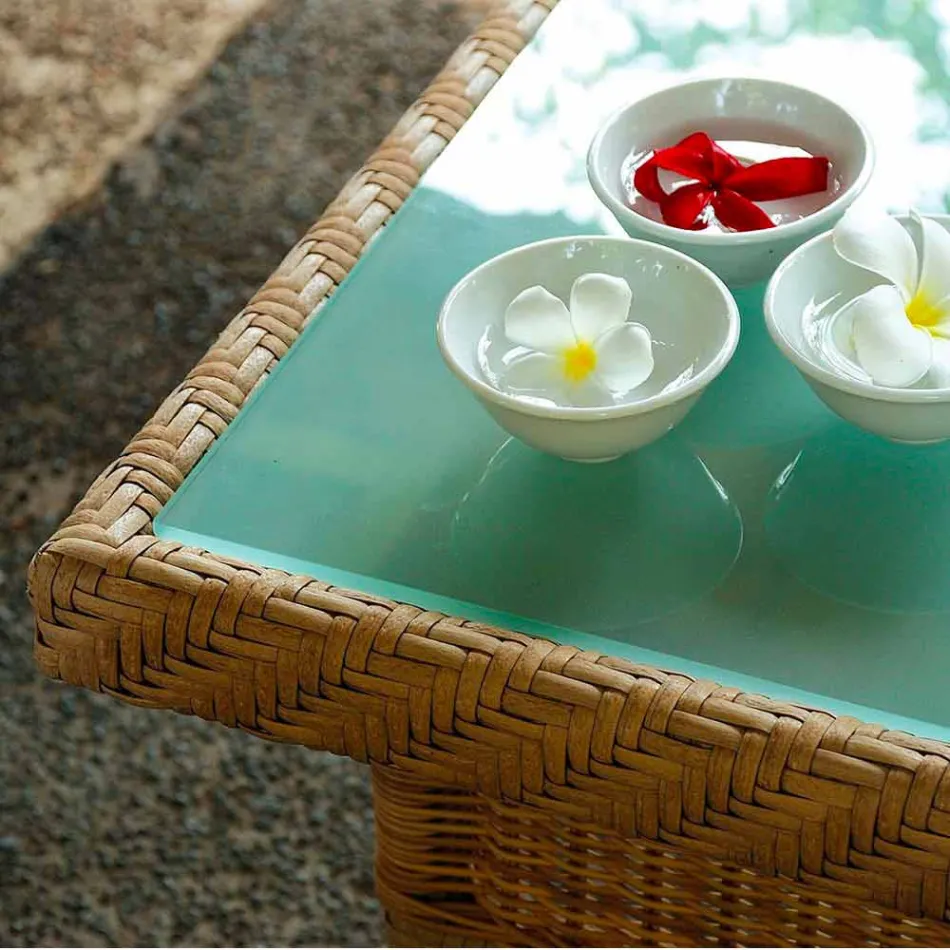 Coffee Garden 56x56 cm de polietileno tejido a mano Chad Viadurini