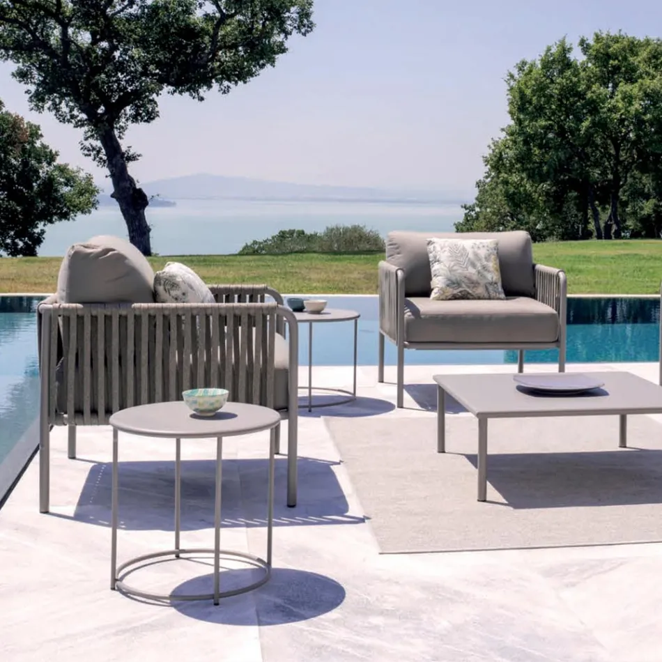 Mesa de centro de jardín en acero galvanizado de varios tamaños Made in Italy - Brienne Viadurini
